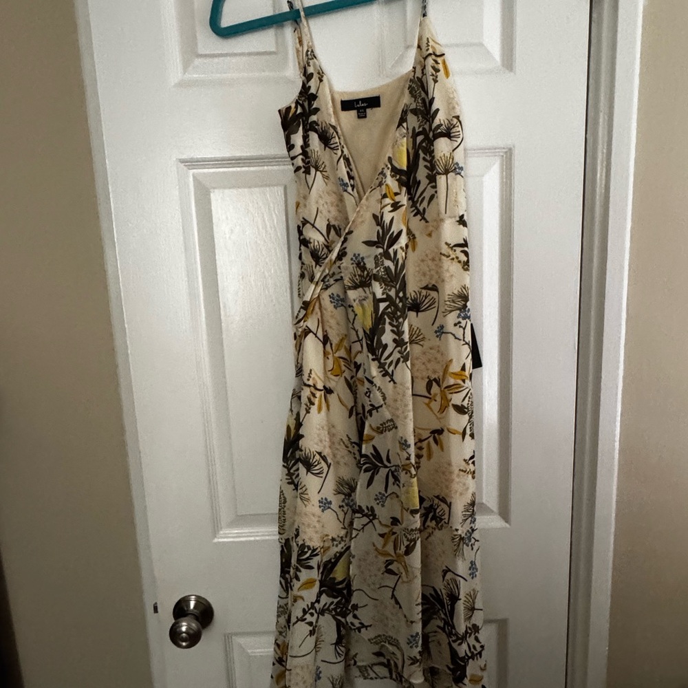 Lulu's Cream Floral Maxi Dress